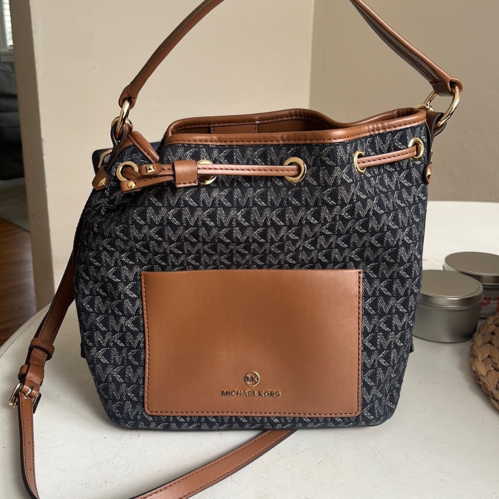 Michael Kors denim color logo tote